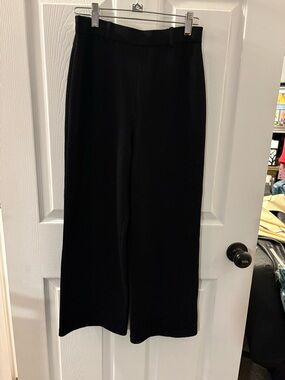St. John Black Wide-Leg Knit Pants